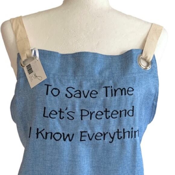 Manual Woodworkers Weavers Apron Blue I Know Everything Apron One Size NEW - Picture 3 of 10